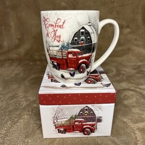 EUC! Christmas Coffee Mug & Gift Box Comfort &‎ Joy on The Farm Martha Collins